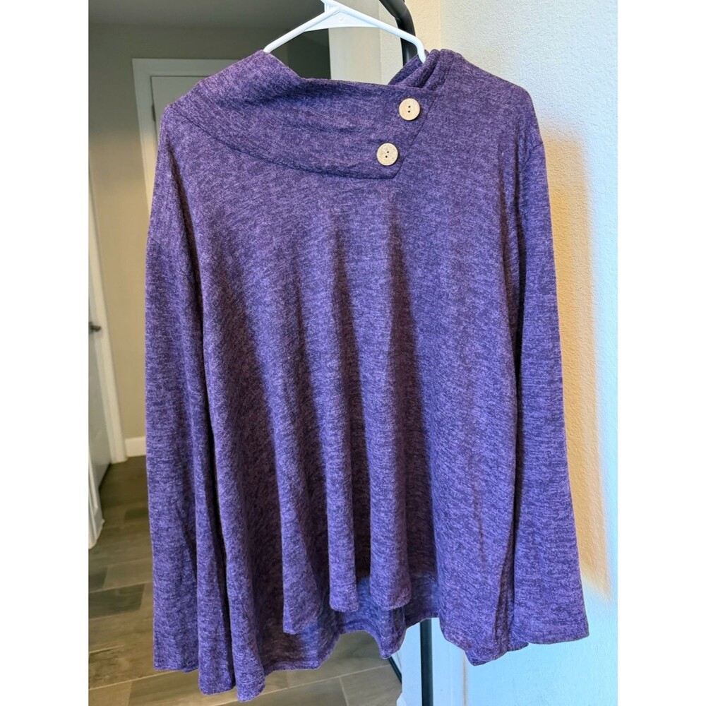 Chris & Carol Heathered Purple Button-Detail Tunic *Brand New* 1X